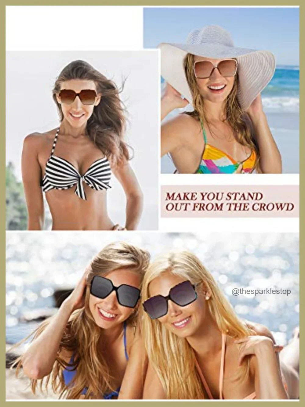 4x Oversized Square Sunglasses for Women Acrylic Lens PC Frame Flat Top Wide
